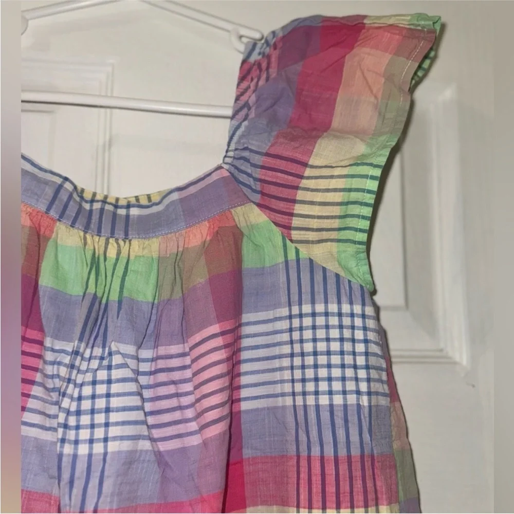 GAP Girls Size 10 Top Bundle 2 Pc Plaid & Light Blue Puff Sleeve Blouses
